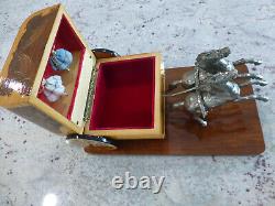 Rare Reuge Dancing ballerina Music Box Italian Sorrento wooden Inlay Jewelry Box