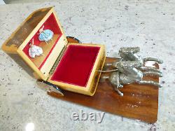 Rare Reuge Dancing ballerina Music Box Italian Sorrento wooden Inlay Jewelry Box