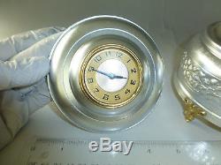 Rare Reuge Music Box Clock Antique Swiss Musical Powder Case Clock(Watch Video)