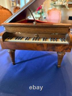 Rare Reuge Music Box Grand Piano Swiss Made Musical Wood Inlay Vtg