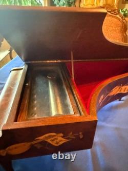 Rare Reuge Music Box Grand Piano Swiss Made Musical Wood Inlay Vtg