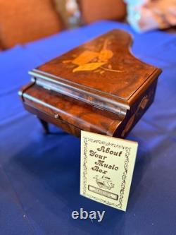 Rare Reuge Music Box Grand Piano Swiss Made Musical Wood Inlay Vtg