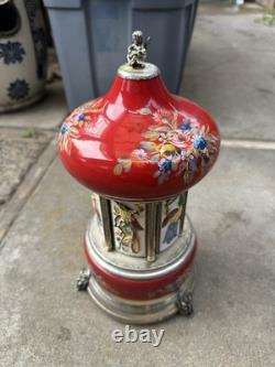 Rare Reuge Porcelain Musical Carousel Cigarette Dispenser