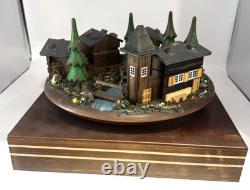 Rare Reuge Vintage Swiss Chalet Village Rotating Scene Musical Movement