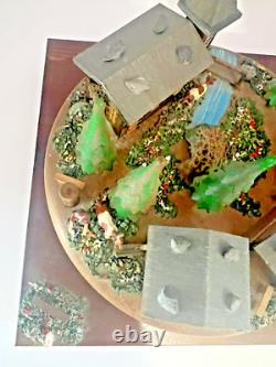 Rare Reuge Vintage Swiss Chalet Village Rotating Scene Musical Movement