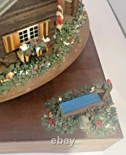 Rare Reuge Vintage Swiss Chalet Village Rotating Scene Musical Movement