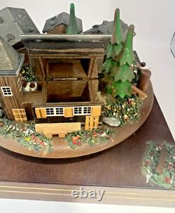 Rare Reuge Vintage Swiss Chalet Village Rotating Scene Musical Movement