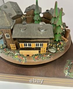 Rare Reuge Vintage Swiss Chalet Village Rotating Scene Musical Movement