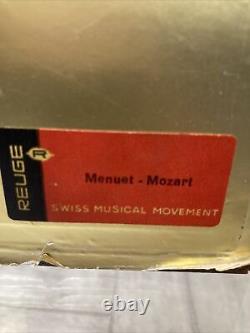 Rare Reuge wind-up music box Ingrid dancing jester Mozart Swiss movement glass
