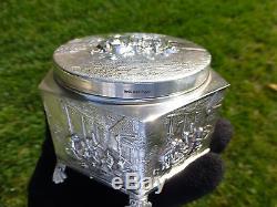 Rare Swiss Antique Thorens (Reuge) Music Box Silver Powder Case Made In Denmark
