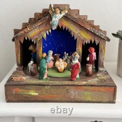 Rare VTG Italian Reuge Animated Nativity Music Box Swiss Movement Silent Night