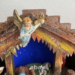 Rare VTG Italian Reuge Animated Nativity Music Box Swiss Movement Silent Night