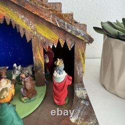 Rare VTG Italian Reuge Animated Nativity Music Box Swiss Movement Silent Night
