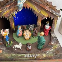 Rare VTG Italian Reuge Animated Nativity Music Box Swiss Movement Silent Night