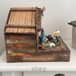 Rare VTG Italian Reuge Animated Nativity Music Box Swiss Movement Silent Night