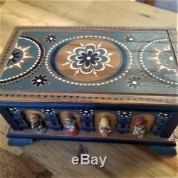 Rare Vintage Anri Wooden Music Box Jewelry Box Reuge Italy Angels