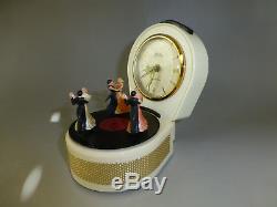 Rare Vintage Dancer Musical Alarm Clock With Reuge Dancing Ballerina Music Box