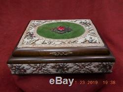 Rare Vintage Reuge 2/36 Changing Mechanism Needlepointed Brocade Jewelry Box