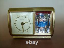 Rare Vintage Reuge Dancing Ballerina Music Box Saxony Mechanical Alarm Clock