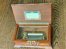 Rare Vintage Reuge Music Box 72/3 Bolero Edition Burled Elm & Maple Wooden Case
