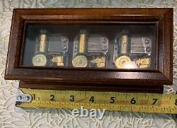 Rare Vintage Reuge / Romance 3 Cylinder Wooden Music Box Plays Multiple Songs