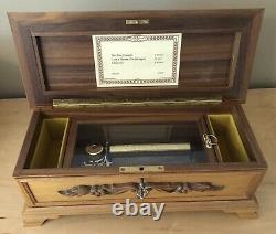 Rare Vintage Reuge Wooden Beveled Music Box 72 Note, 3 Song