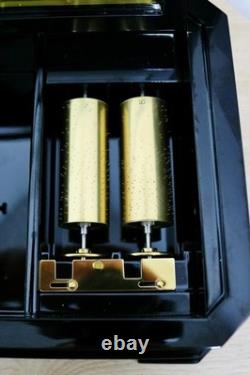 Rare Vintage Swiss Reuge Inlaid Walnut & Ebonised 5 Barrel Musical Music Box