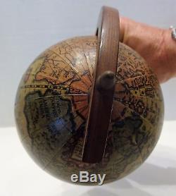 Rare Wooden World Globe Reuge Music Box 10 Tall Swiss Movement Italy No Reserve