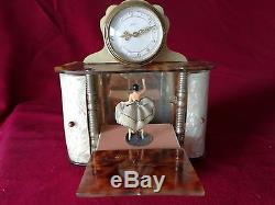 Rare music box automaton ballerina Reuge Swiss clock bakelit mid century vintage