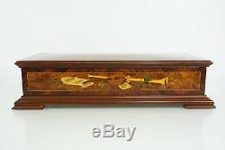Reuge 144 Note Inlaid Burl Music Box with Horse & Carriage Motif Offenbach VIDEO