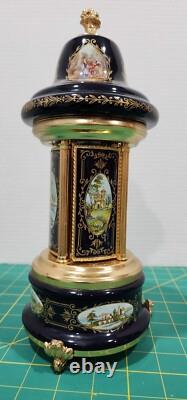Reuge 1961s Blue Lipstick/Cigarette Musical Carousel Swiss Music Box Mint