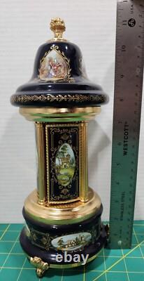 Reuge 1961s Blue Lipstick/Cigarette Musical Carousel Swiss Music Box Mint