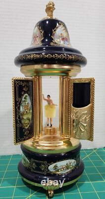 Reuge 1961s Blue Lipstick/Cigarette Musical Carousel Swiss Music Box Mint