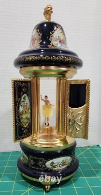 Reuge 1961s Blue Lipstick/Cigarette Musical Carousel Swiss Music Box Mint