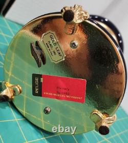 Reuge 1961s Blue Lipstick/Cigarette Musical Carousel Swiss Music Box Mint