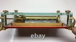 Reuge 3/72 Music Box Crystal Glass Brass Fish Feet NICE! LOOK! WATCH THE VIDEO