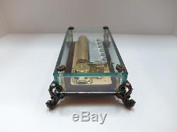 Reuge 3/72 music box, crystal clear dauphine dolphine case