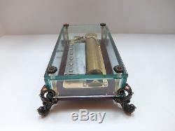 Reuge 3/72 music box, crystal clear dauphine dolphine case