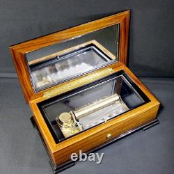 Reuge 72-Note Music Box Ave Maria 3-Part Rosewood Case, Swiss Made Japan JP