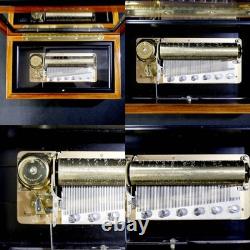 Reuge 72-Note Music Box Ave Maria 3-Part Rosewood Case, Swiss Made Japan JP