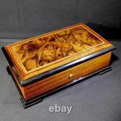 Reuge 72-Note Music Box Ave Maria 3-Part Rosewood Case, Swiss Made Japan JP