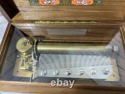 Reuge 72 note music box 3 songs Switzerland Solid walnut Vintage The Blue Danube