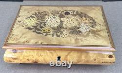 Reuge Anniversary Waltz Wood Music Musical Jewelry Trinket Box Flower Inlay