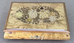 Reuge Anniversary Waltz Wood Music Musical Jewelry Trinket Box Flower Inlay