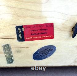 Reuge Anniversary Waltz Wood Music Musical Jewelry Trinket Box Flower Inlay