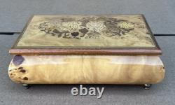 Reuge Anniversary Waltz Wood Music Musical Jewelry Trinket Box Flower Inlay