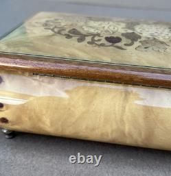 Reuge Anniversary Waltz Wood Music Musical Jewelry Trinket Box Flower Inlay