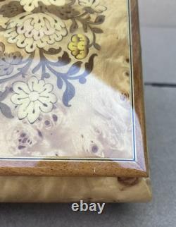 Reuge Anniversary Waltz Wood Music Musical Jewelry Trinket Box Flower Inlay