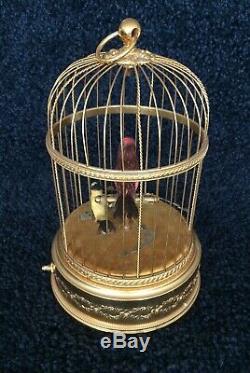 Reuge Bird Cage, Two Singing Birds & Alarm Clock Rare & Working
