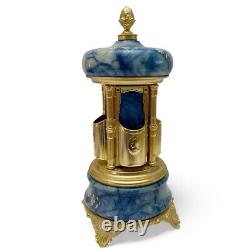 Reuge Blue Onyx Carousel Music Box Lipstick Cigarette Holder Switzerland